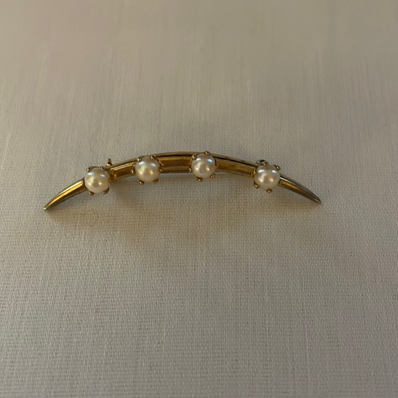 Estate jewelry Gold and pearl brooch - Picture 1 of 8